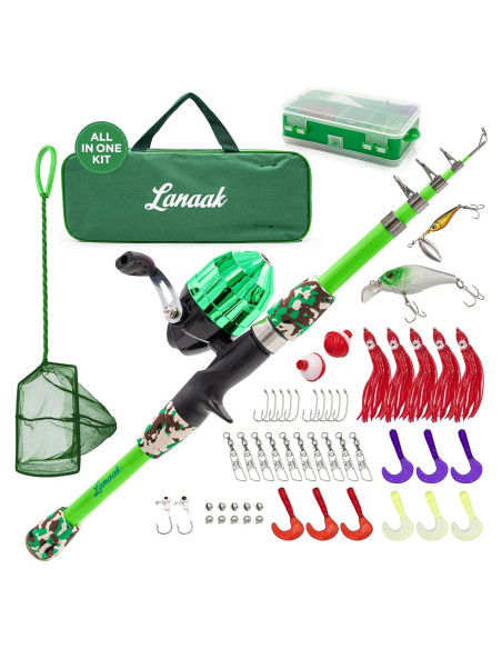 Caña de Pesca Telescópica Lanaak 157.5 cm para Niños