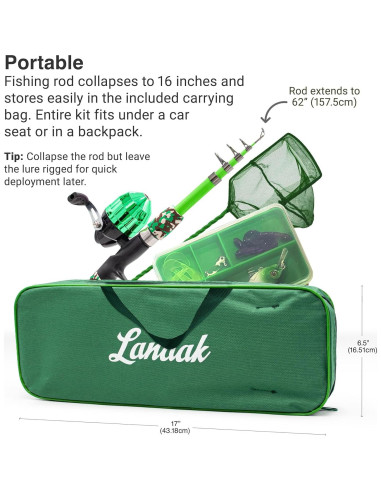 Caña de Pesca Telescópica Lanaak 157.5 cm para Niños