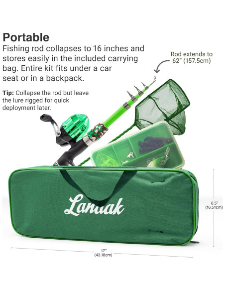Caña de Pesca Telescópica Lanaak 157.5 cm para Niños