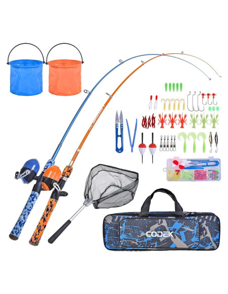 Juego de cañas de pescar CODEK para niños 150cm azul+naranja
