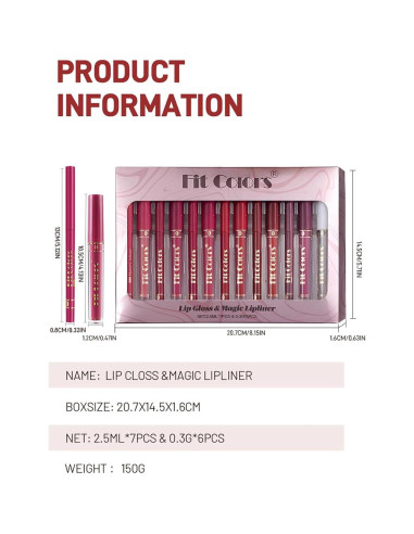 Juego de 13 Piezas de Lápiz Labial y Brillo Labial MooGlamor