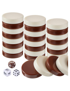 Piezas de Damas de Backgammon Skylety 30 Pcs 32 mm con Dados
