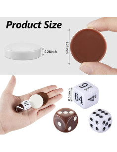 Piezas de Damas de Backgammon Skylety 30 Pcs 32 mm con Dados 2