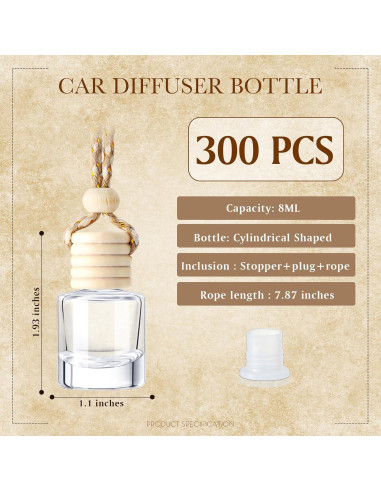 Ambientadores Colgantes Zubebe 300 Pcs 8ml Vidrio para Auto