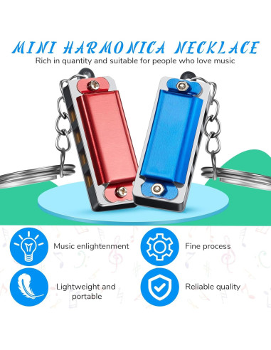 16 Mini Armónicas Llavero Ecally Multicolor 4 Agujeros