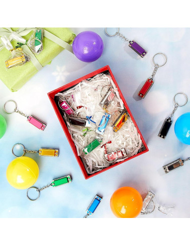 16 Mini Armónicas Llavero Ecally Multicolor 4 Agujeros