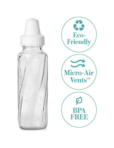 Botella de vidrio Evenflo Feeding 240 ml, paquete de 6