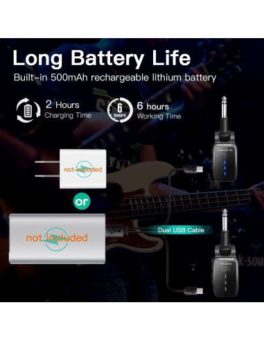 Transmisor Receptor Inalámbrico UHF XIAOKOA para Guitarra