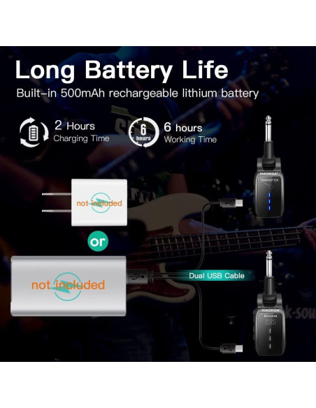 Transmisor Receptor Inalámbrico UHF XIAOKOA para Guitarra