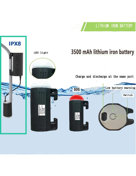 Bomba de Ducha Portátil HONG XIN ZHI DA Recargable IPX8