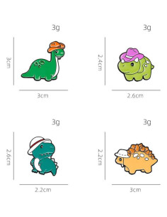 Juego de 4 Pines de Esmalte de Dinosaurios Lindos - Accesorios 2