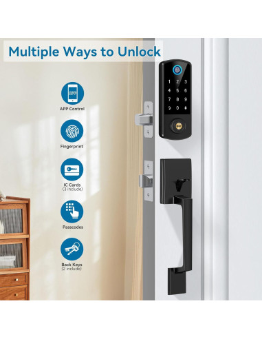 Cerradura Inteligente BEBASIA BA1H-BK con Huella Dactilar y APP