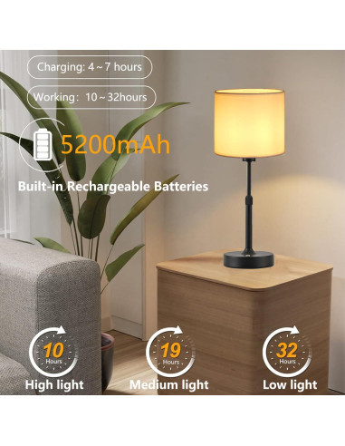 Lámpara de Mesa Inalámbrica Recargable TD002 - Negro