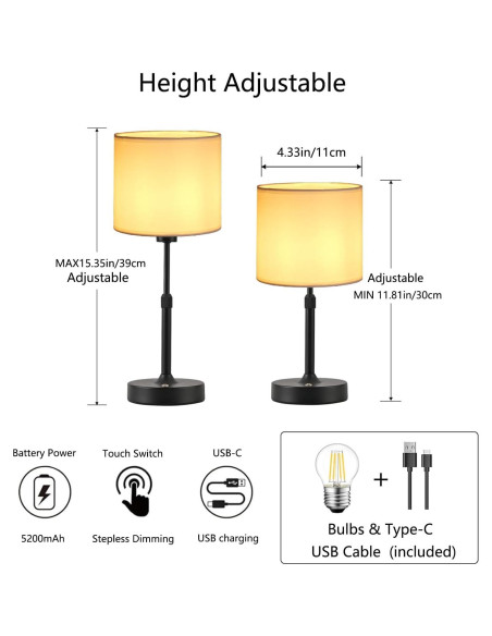 Lámpara de Mesa Inalámbrica Recargable TD002 - Negro