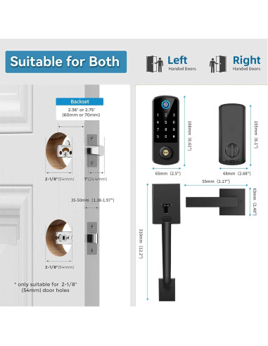 Cerradura Inteligente BEBASIA BA1H-BK con Huella Dactilar y APP