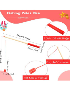 Juego de Pesca Magnética de Madera Feradny - 10 Varas Coloridas 2