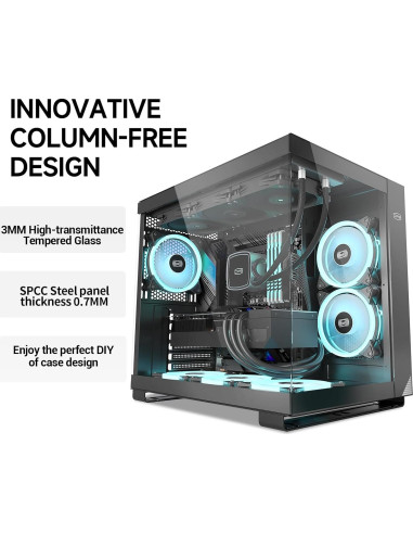 Caja de PC PCCOOLER C3T500 ARGB Torre Media ATX ITX 6 Ventiladores