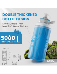 Botella de Agua Plegable Joypur K8801 con Filtro 700ml Azul 2