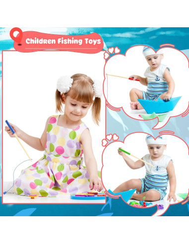 Juego de Pesca Magnética de Madera Feradny - 10 Varas Coloridas