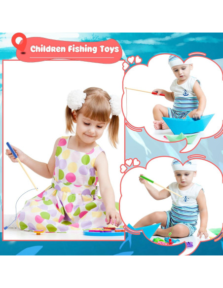 Juego de Pesca Magnética de Madera Feradny - 10 Varas Coloridas