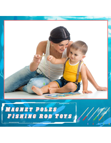 Juego de Pesca Magnética de Madera Feradny - 10 Varas Coloridas
