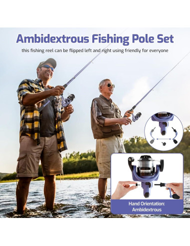 Juego de caña de pescar Milerong 1.65m para niños