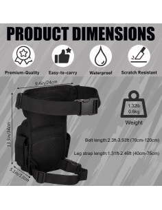 Mochila Táctica para Pierna Protector Plus Negra 24x33.8cm 2