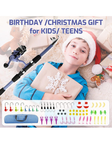 Juego de caña de pescar Milerong 1.65m para niños