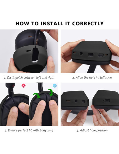 Funda de Silicona para Auriculares Sony WH-1000XM5 - Negro