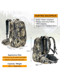 Mochila de Caza MOXULE 25L Impermeable con Funda para Lluvia 2