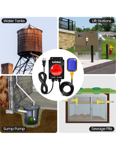 Alarma de Agua Alta Briidea para Tanque Séptico 110dB