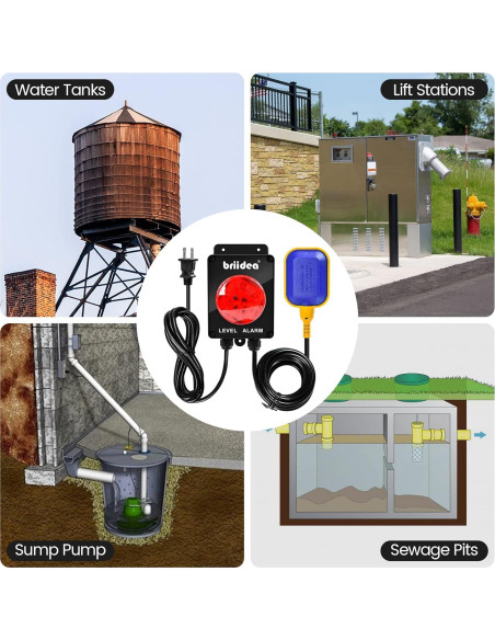 Alarma de Agua Alta Briidea para Tanque Séptico 110dB