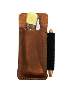 EASYANT Organizador de Piel EDC con Clip para Cinturón Marrón