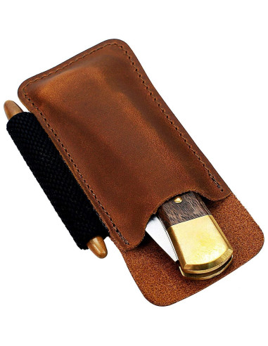 EASYANT Organizador de Piel EDC con Clip para Cinturón Marrón