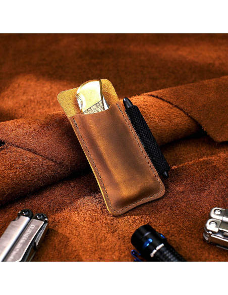 EASYANT Organizador de Piel EDC con Clip para Cinturón Marrón EASYANT Organizador de Piel EDC con Clip para Cinturón Marrón