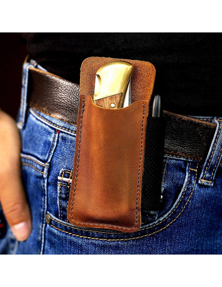 EASYANT Organizador de Piel EDC con Clip para Cinturón Marrón EASYANT Organizador de Piel EDC con Clip para Cinturón Marrón