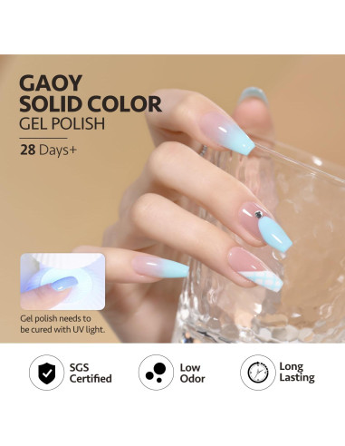 Esmalte de Uñas en Gel GAOY 16ml Azul Bebé Removible UV