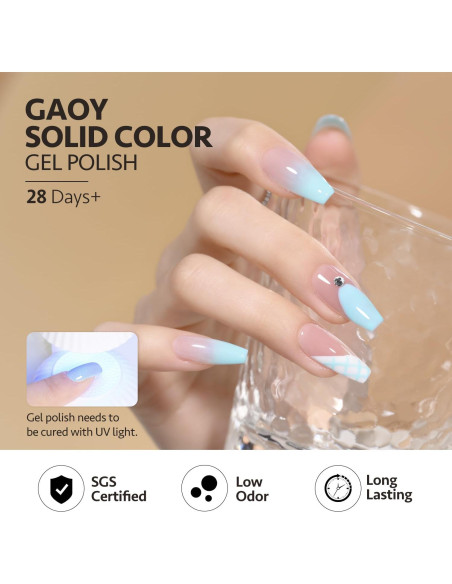 Esmalte de Uñas en Gel GAOY 16ml Azul Bebé Removible UV