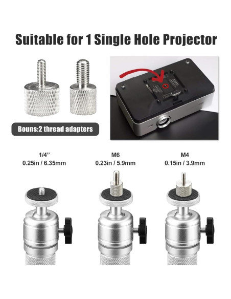 Soporte de Proyector de Techo Ajustable 2-Be-Best Plata 41-65cm