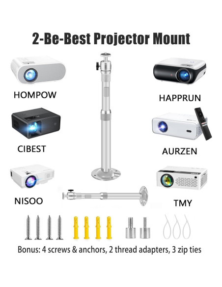 Soporte de Proyector de Techo Ajustable 2-Be-Best Plata 41-65cm