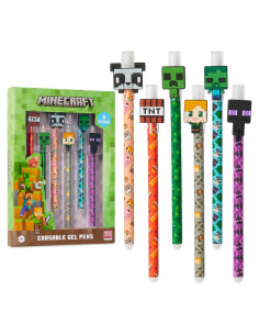 Bolígrafos de Gel Borrables Minecraft - Paquete de 6 Colores