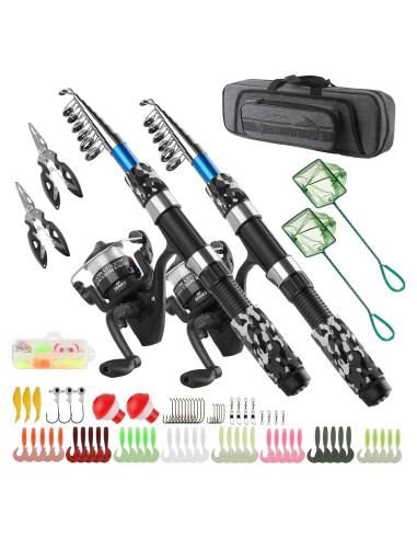 Kit de Caña de Pescar Telescópica Hikary 1.7m + Carretes