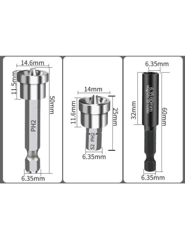 Puntas de Destornillador Magnéticas PH2 XIANFENGHU 6PCS