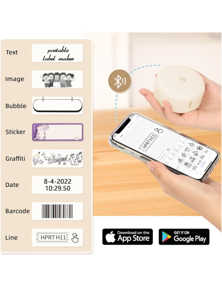 Impresora de Etiquetas HPRT H11 Mini Bluetooth 203 dpi Beige