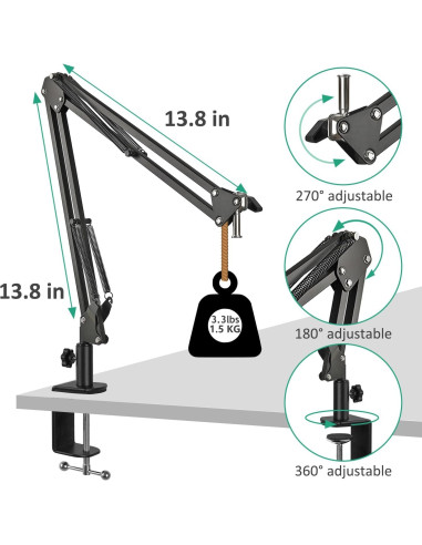Soporte de Micrófono Ajustable AT2020 con Montaje y Funda