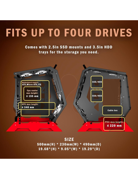 Caja de PC KEDIERS C570 ATX con Vidrio Templado y 5 Ventiladores ARGB