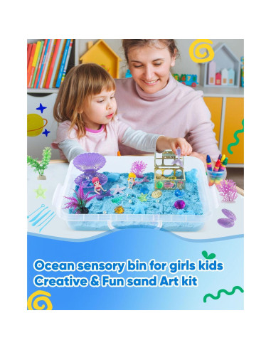 Kit de Arena Sensorial Oceánica Azul con Juguetes para Niños