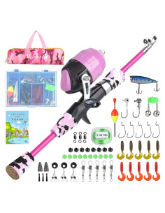 Caña de Pescar Telescópica Milerong 1.2m para Niños Rosa