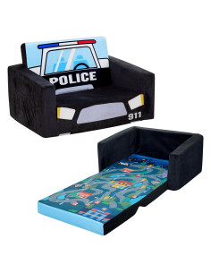 Sofá Cama para Niños MallBest Negro Coche de Policía 2 en 1