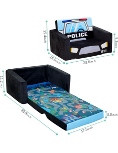 Sofá Cama para Niños MallBest Negro Coche de Policía 2 en 1 2